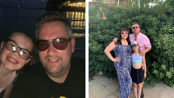 Jonny con sua figlia e la famiglia a Minorca